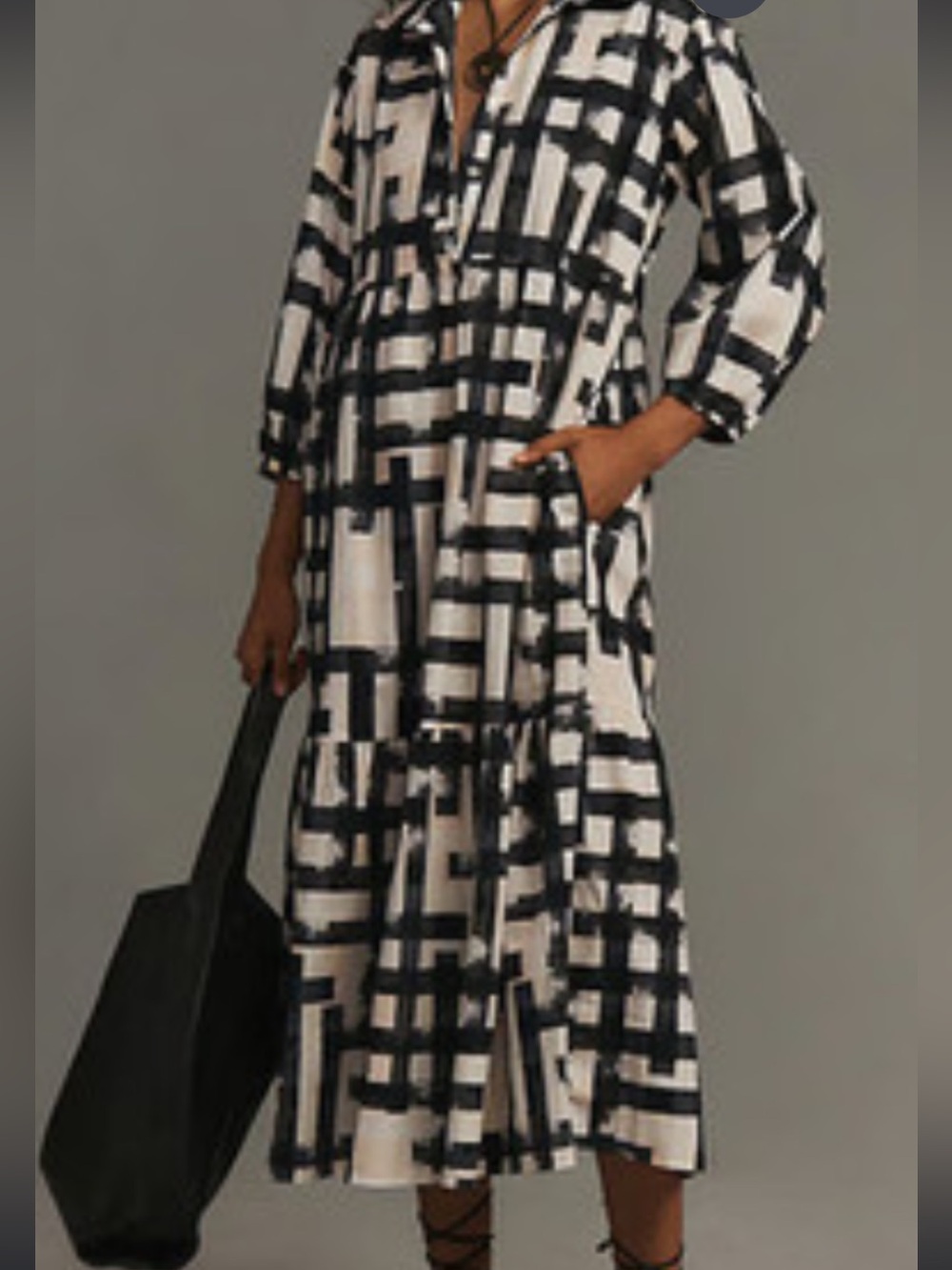 Maeve by Anthropologie The Bettina Tiered Shirt Dress Geometric Pattern Size XXS
